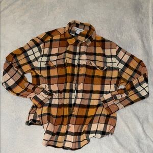 Plaid Flannel Shirt in Brown and Tan